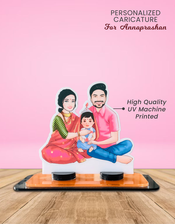 Loving Family Personalized Caricature Miniature Stand | C-06